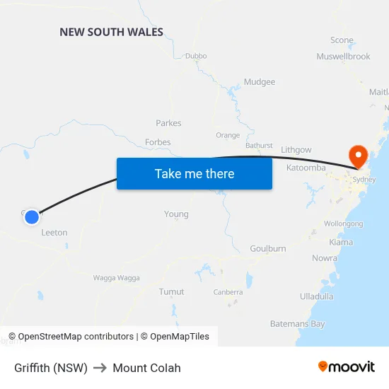 Griffith (NSW) to Mount Colah map