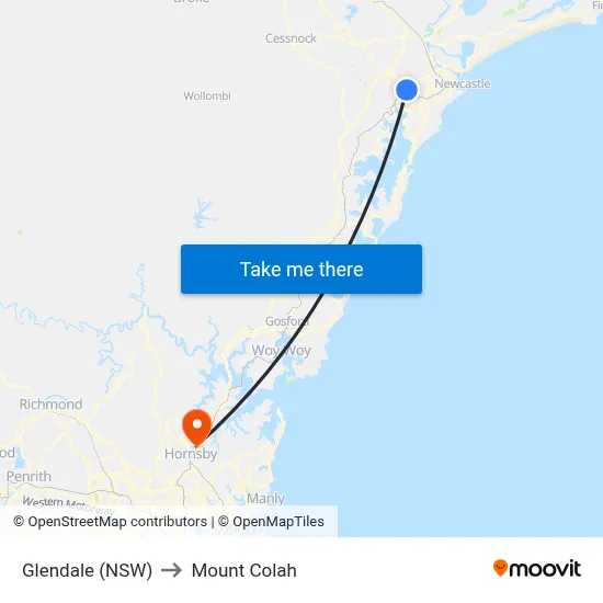 Glendale (NSW) to Mount Colah map