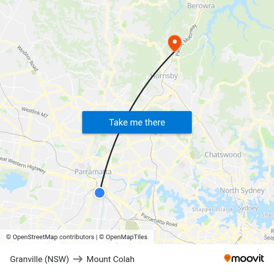 Granville (NSW) to Mount Colah map