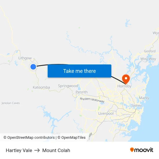 Hartley Vale to Mount Colah map