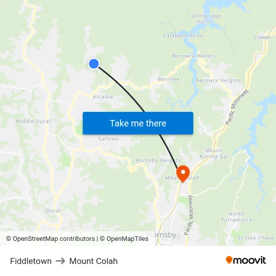 Fiddletown to Mount Colah map