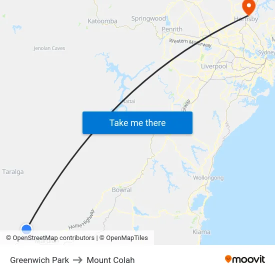 Greenwich Park to Mount Colah map