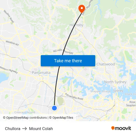 Chullora to Mount Colah map