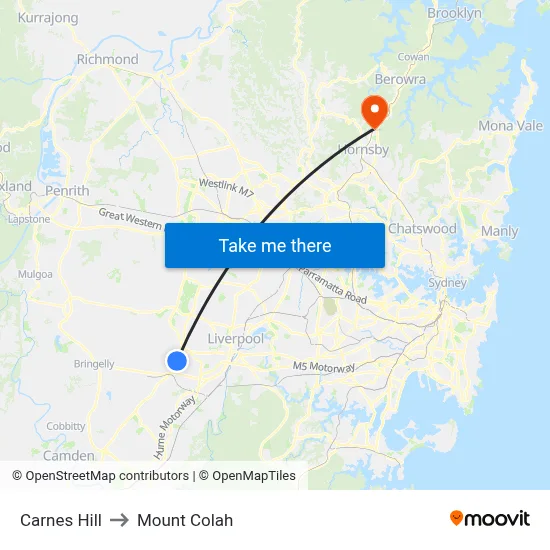 Carnes Hill to Mount Colah map