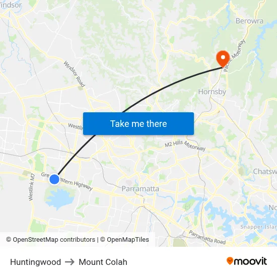 Huntingwood to Mount Colah map