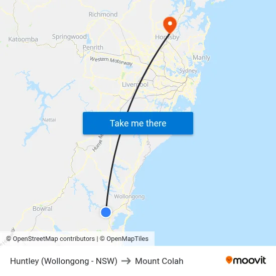 Huntley (Wollongong - NSW) to Mount Colah map