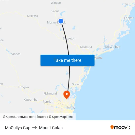 McCullys Gap to Mount Colah map