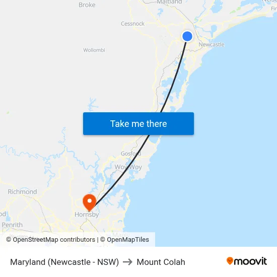 Maryland (Newcastle - NSW) to Mount Colah map