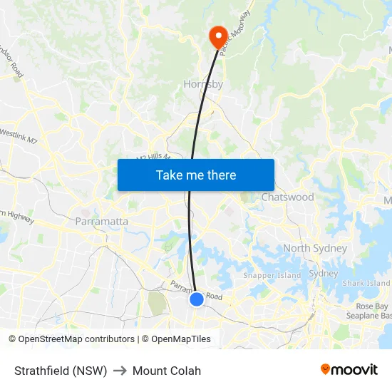 Strathfield (NSW) to Mount Colah map