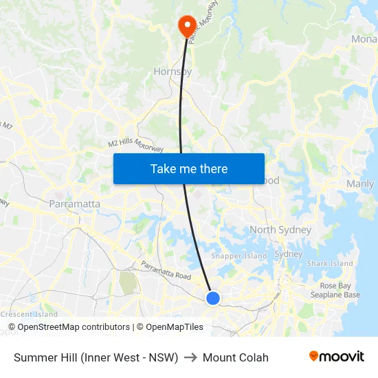 Summer Hill (Inner West - NSW) to Mount Colah map
