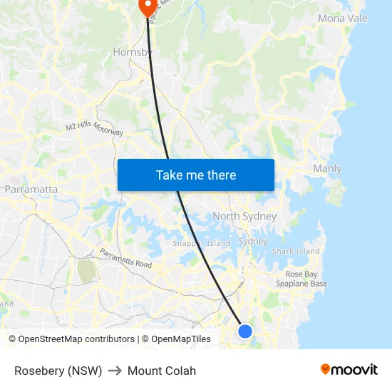 Rosebery (NSW) to Mount Colah map