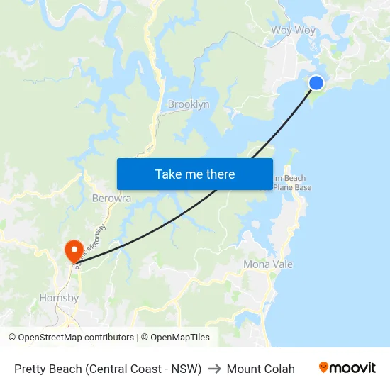 Pretty Beach (Central Coast - NSW) to Mount Colah map