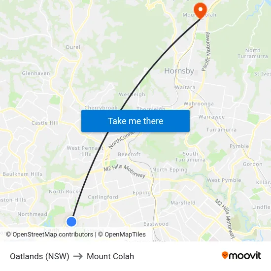 Oatlands (NSW) to Mount Colah map