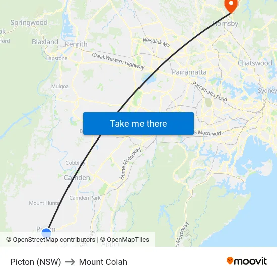 Picton (NSW) to Mount Colah map