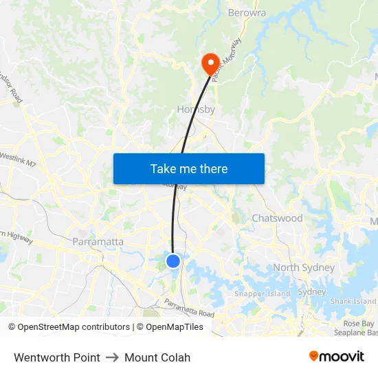 Wentworth Point to Mount Colah map