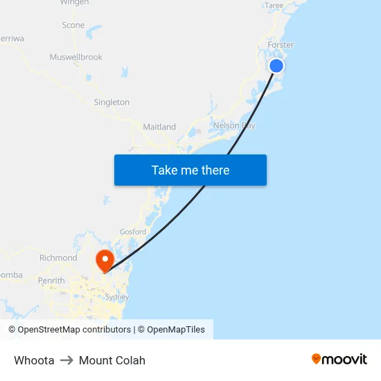 Whoota to Mount Colah map