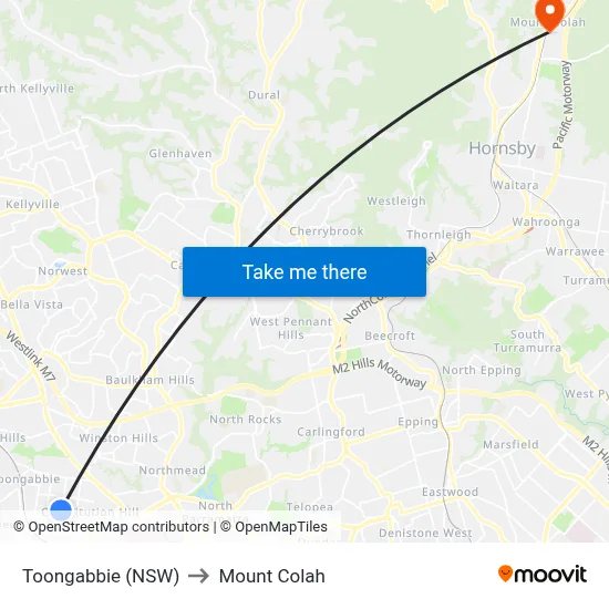 Toongabbie (NSW) to Mount Colah map