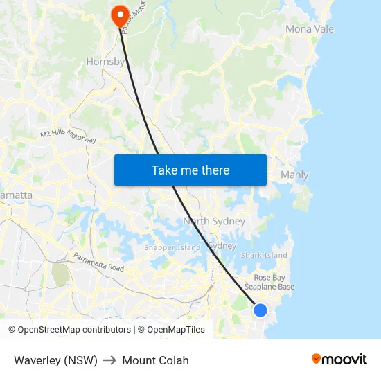 Waverley (NSW) to Mount Colah map