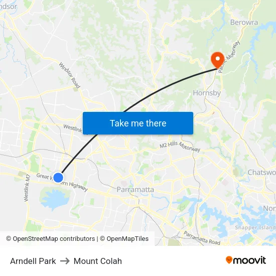 Arndell Park to Mount Colah map