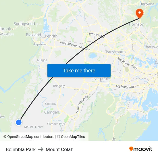 Belimbla Park to Mount Colah map