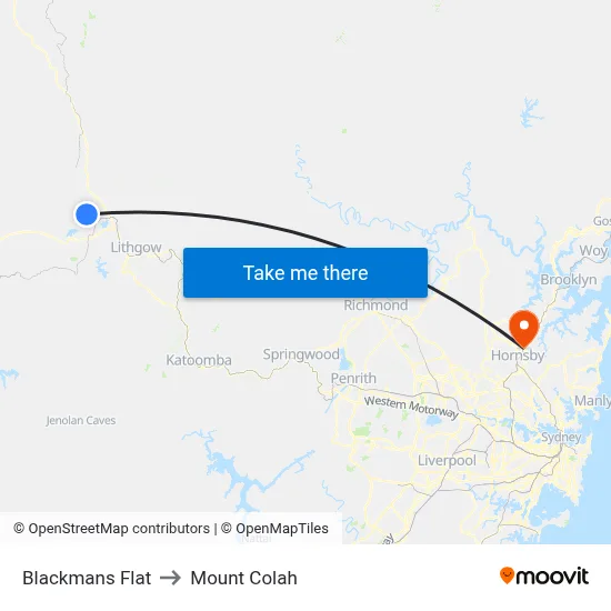Blackmans Flat to Mount Colah map