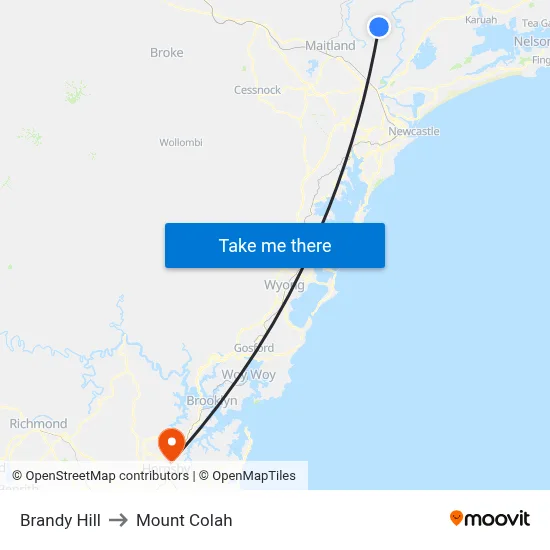 Brandy Hill to Mount Colah map