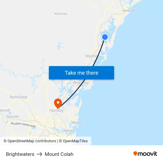 Brightwaters to Mount Colah map