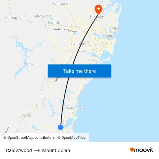 Calderwood to Mount Colah map