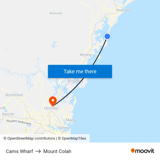 Cams Wharf to Mount Colah map