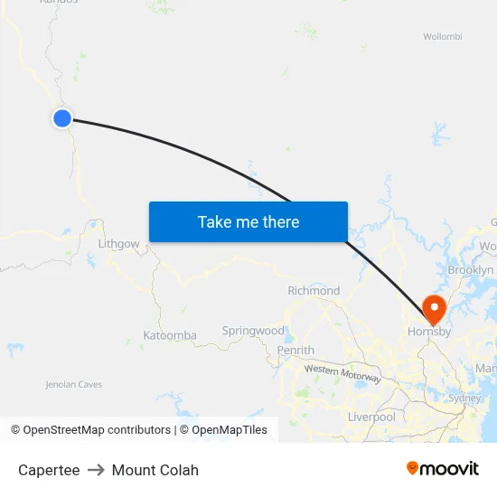 Capertee to Mount Colah map