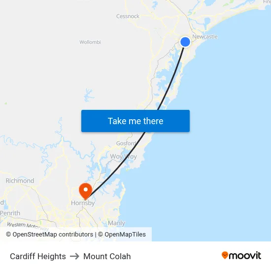 Cardiff Heights to Mount Colah map