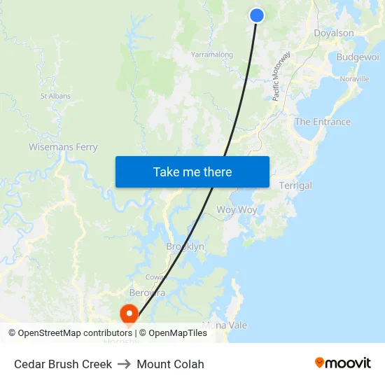 Cedar Brush Creek to Mount Colah map