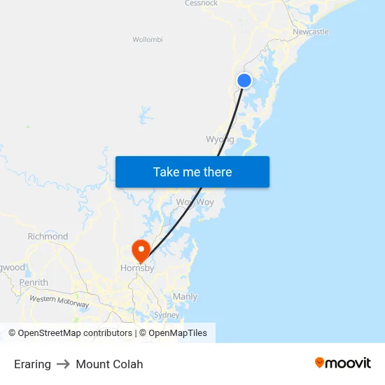 Eraring to Mount Colah map