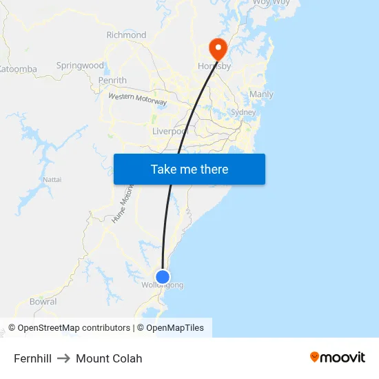Fernhill to Mount Colah map