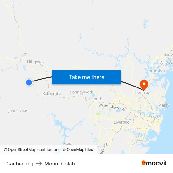 Ganbenang to Mount Colah map