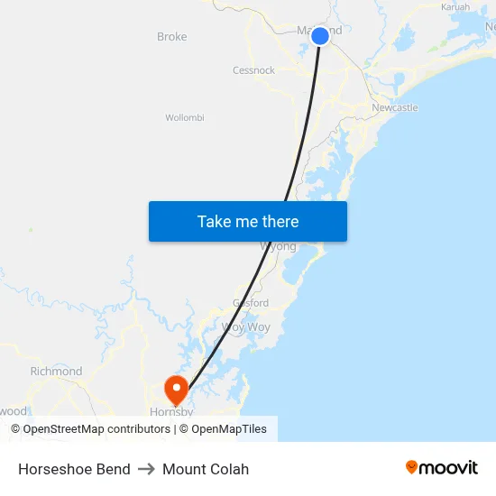 Horseshoe Bend to Mount Colah map