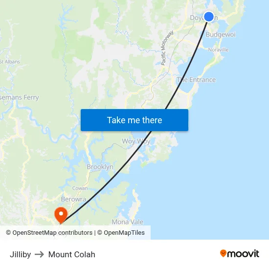 Jilliby to Mount Colah map