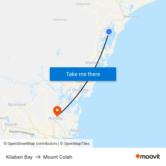 Kilaben Bay to Mount Colah map