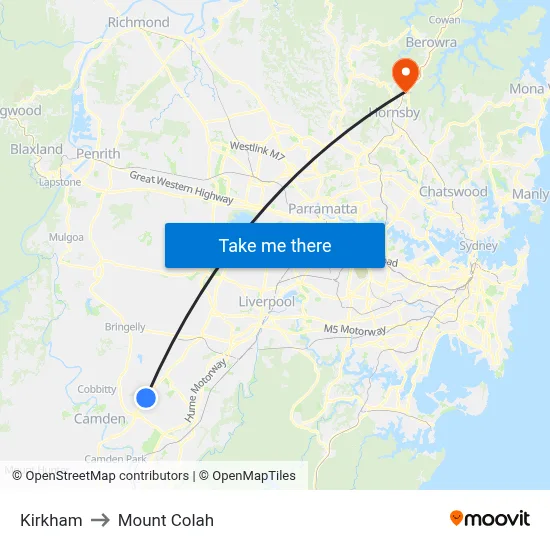 Kirkham to Mount Colah map