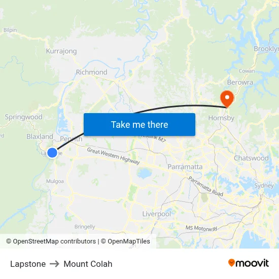 Lapstone to Mount Colah map