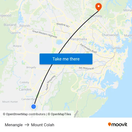 Menangle to Mount Colah map