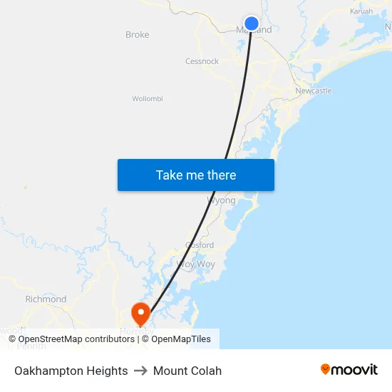 Oakhampton Heights to Mount Colah map