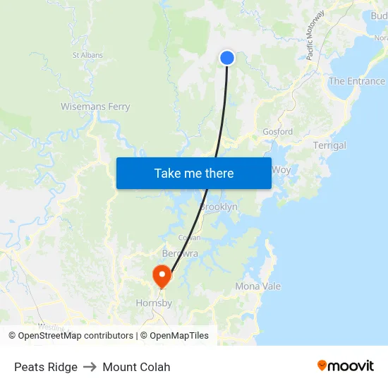 Peats Ridge to Mount Colah map