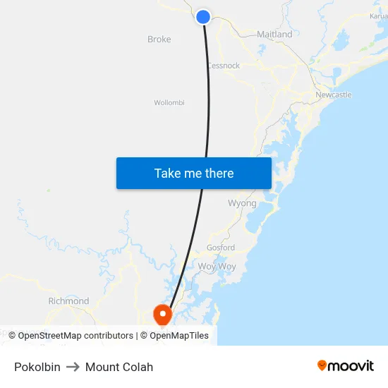 Pokolbin to Mount Colah map