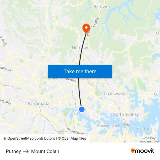 Putney to Mount Colah map