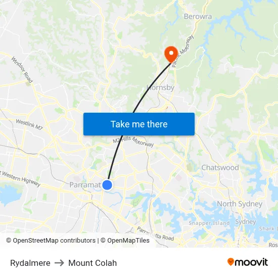 Rydalmere to Mount Colah map
