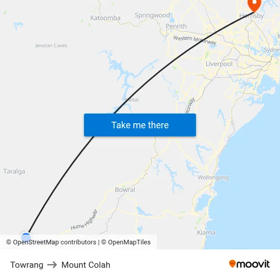 Towrang to Mount Colah map