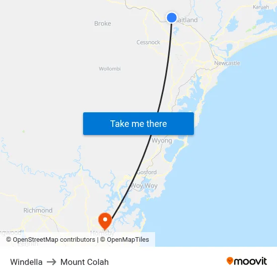 Windella to Mount Colah map