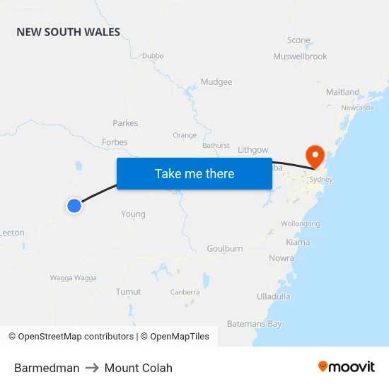 Barmedman to Mount Colah map