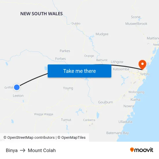 Binya to Mount Colah map